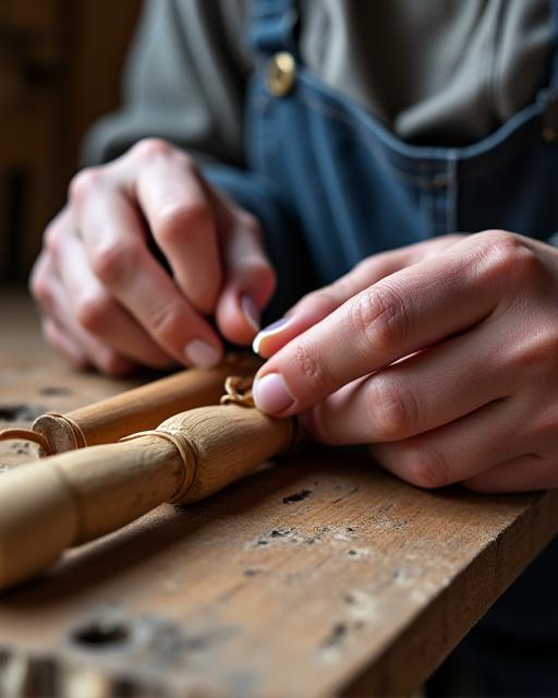 Hände eines lokalen Handwerkers bei der Arbeit an einem traditionellen österreichischen Produkt